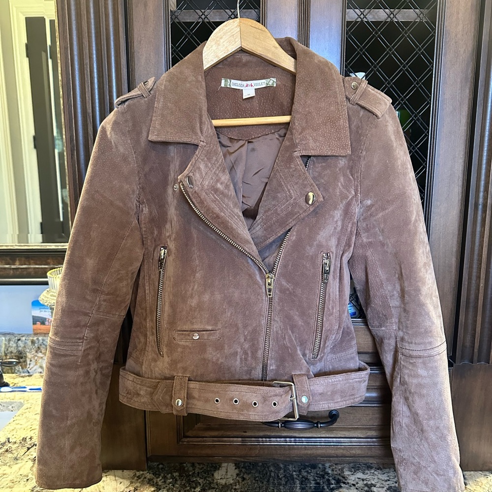 Chelsea & Violet Women's Brown Suede Moto Jacket